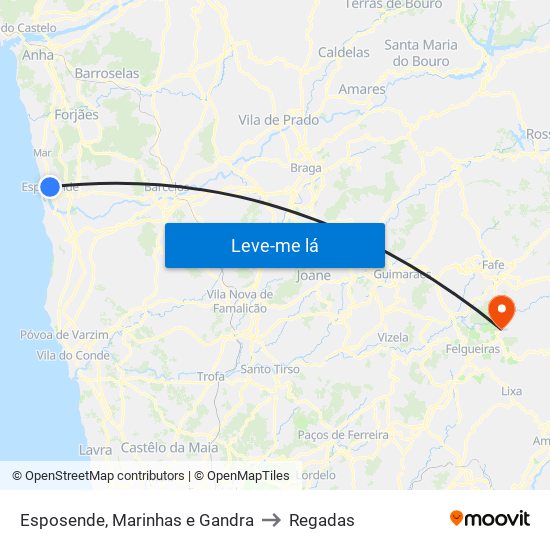 Esposende, Marinhas e Gandra to Regadas map