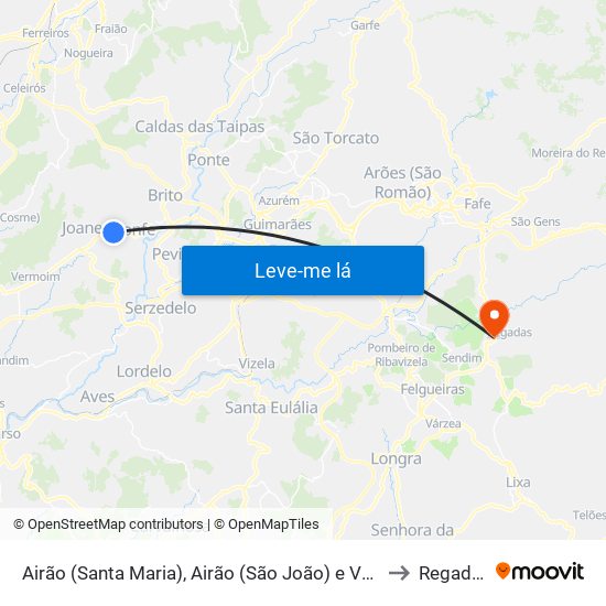 Airão (Santa Maria), Airão (São João) e Vermil to Regadas map