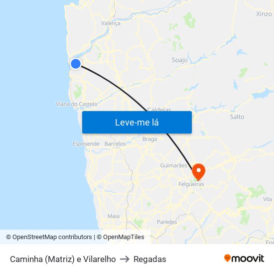 Caminha (Matriz) e Vilarelho to Regadas map