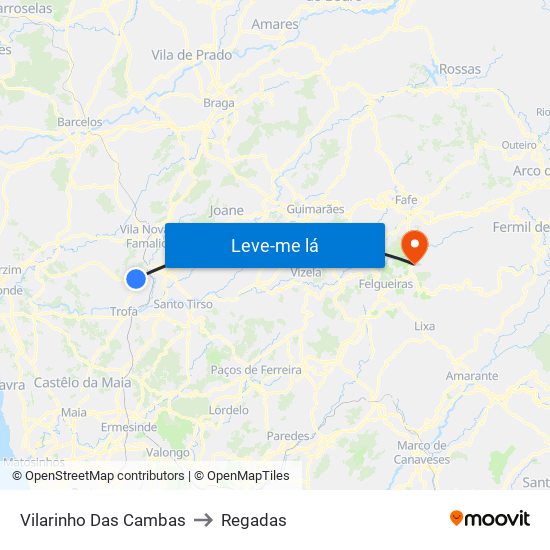 Vilarinho Das Cambas to Regadas map
