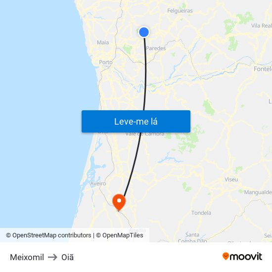 Meixomil to Oiã map