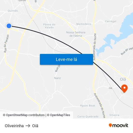 Oliveirinha to Oiã map