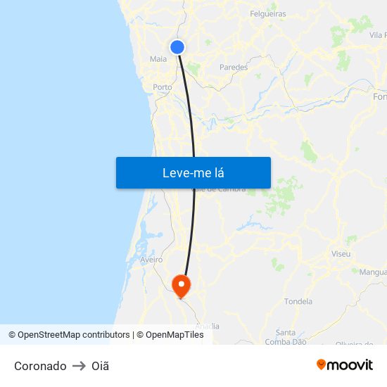 Coronado to Oiã map