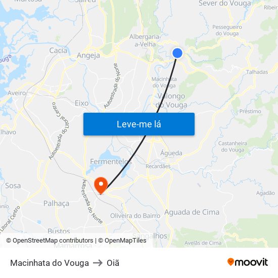 Macinhata do Vouga to Oiã map