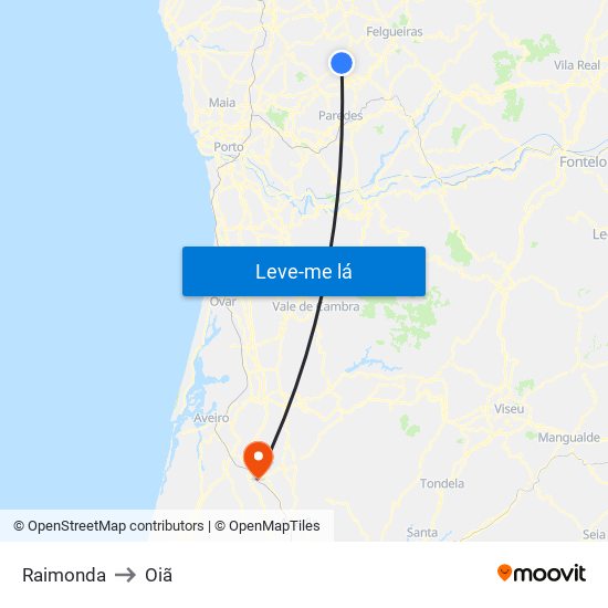 Raimonda to Oiã map