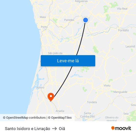 Santo Isidoro e Livração to Oiã map