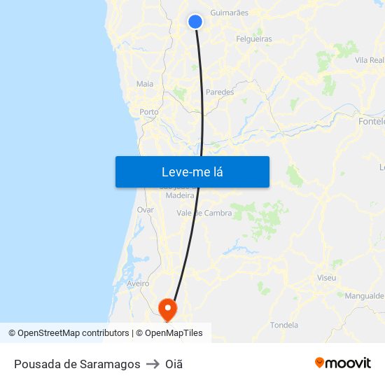 Pousada de Saramagos to Oiã map