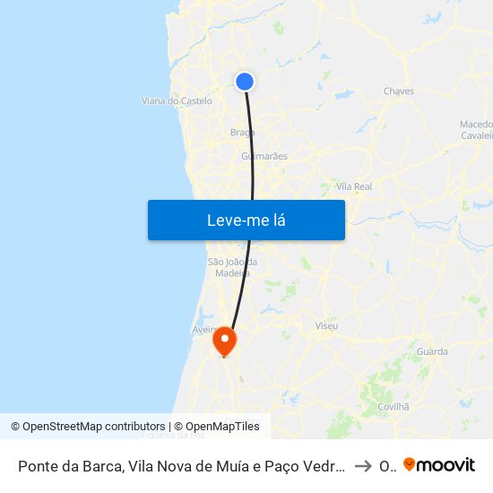 Ponte da Barca, Vila Nova de Muía e Paço Vedro de Magalhães to Oiã map