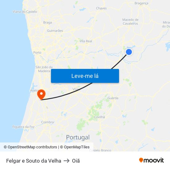 Felgar e Souto da Velha to Oiã map