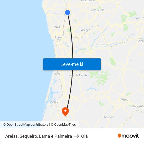 Areias, Sequeiró, Lama e Palmeira to Oiã map