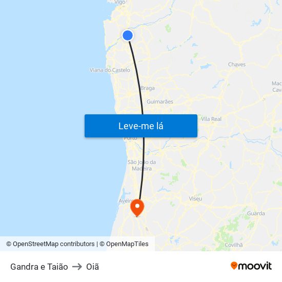 Gandra e Taião to Oiã map