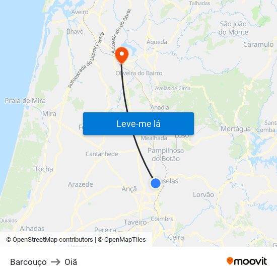 Barcouço to Oiã map