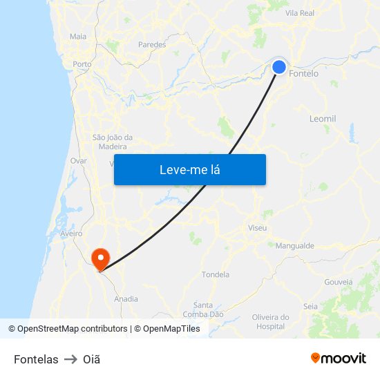 Fontelas to Oiã map