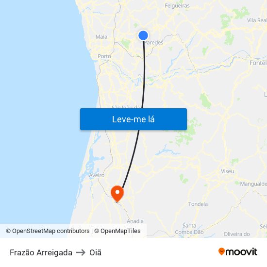 Frazão Arreigada to Oiã map