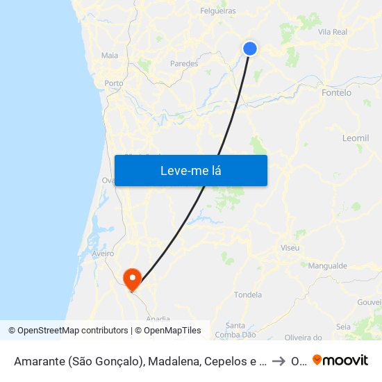 Amarante (São Gonçalo), Madalena, Cepelos e Gatão to Oiã map