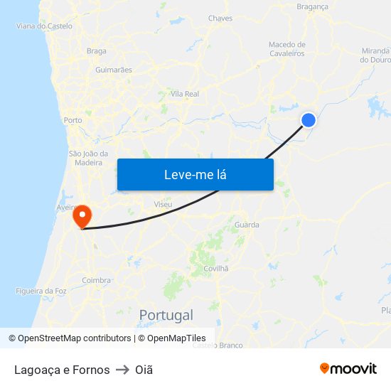 Lagoaça e Fornos to Oiã map