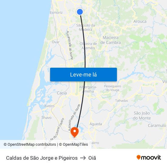 Caldas de São Jorge e Pigeiros to Oiã map