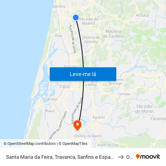 Santa Maria da Feira, Travanca, Sanfins e Espargo to Oiã map