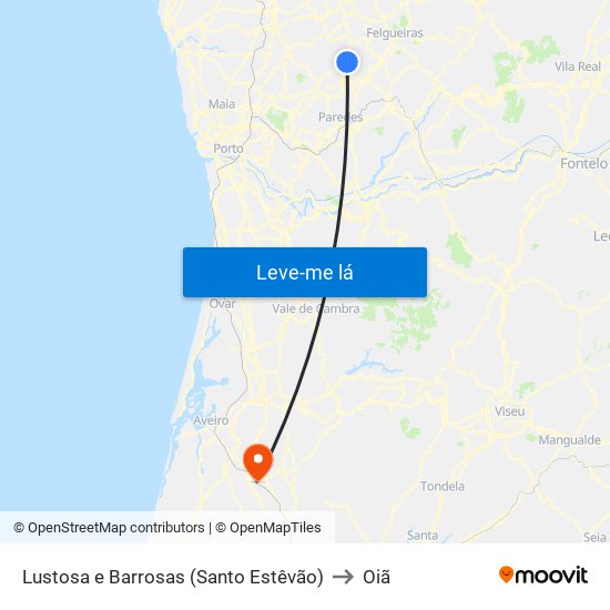 Lustosa e Barrosas (Santo Estêvão) to Oiã map