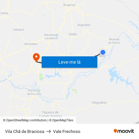 Vila Chã de Braciosa to Vale Frechoso map