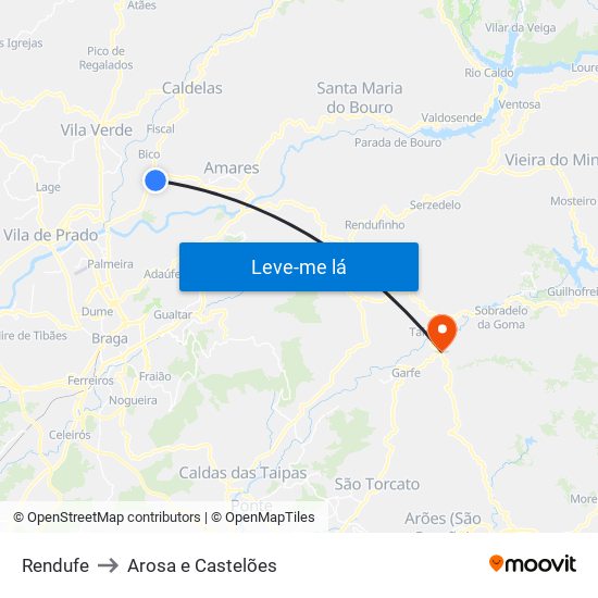 Rendufe to Arosa e Castelões map