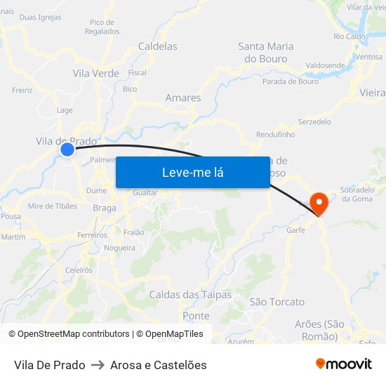 Vila De Prado to Arosa e Castelões map