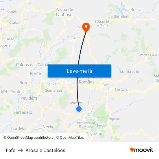 Fafe to Arosa e Castelões map