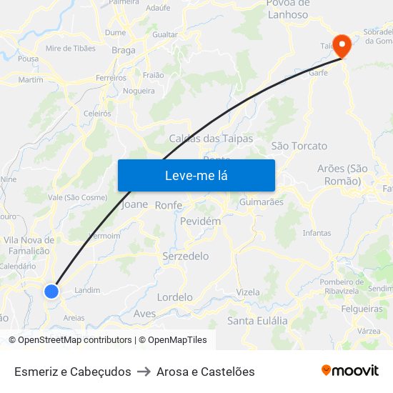 Esmeriz e Cabeçudos to Arosa e Castelões map