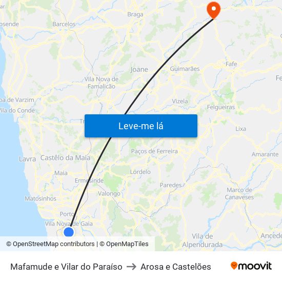 Mafamude e Vilar do Paraíso to Arosa e Castelões map