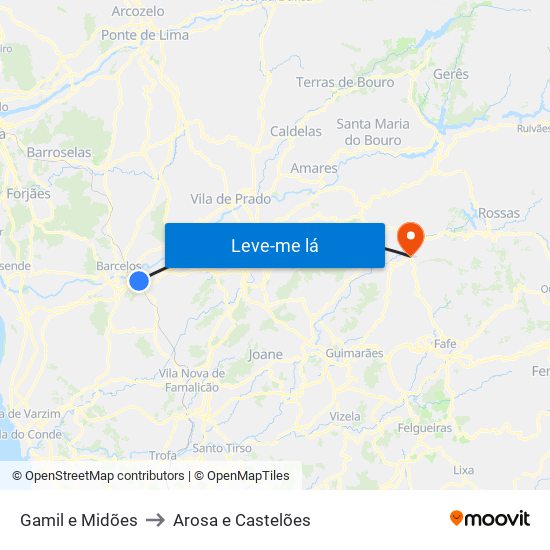 Gamil e Midões to Arosa e Castelões map