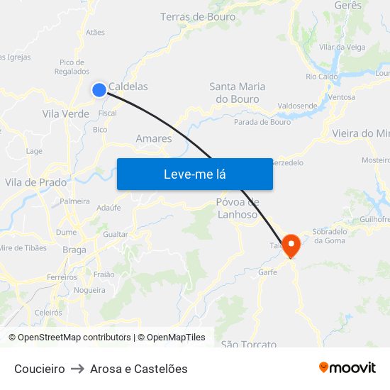 Coucieiro to Arosa e Castelões map