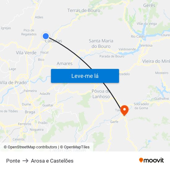 Ponte to Arosa e Castelões map