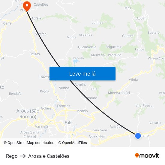 Rego to Arosa e Castelões map