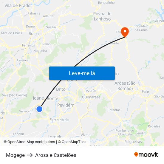 Mogege to Arosa e Castelões map