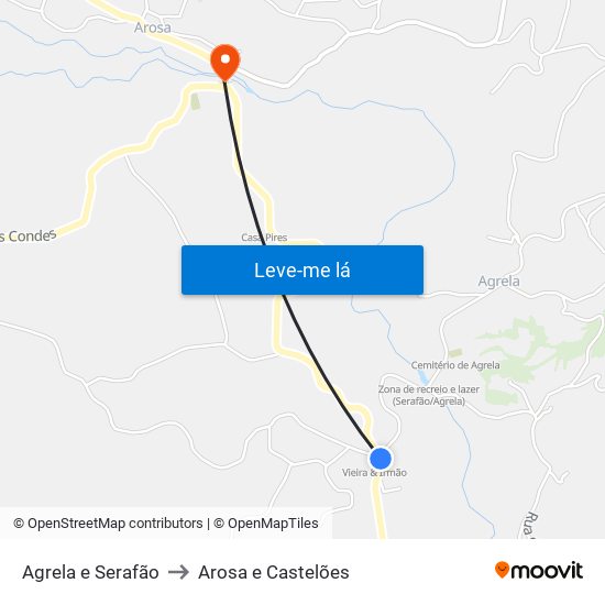 Agrela e Serafão to Arosa e Castelões map