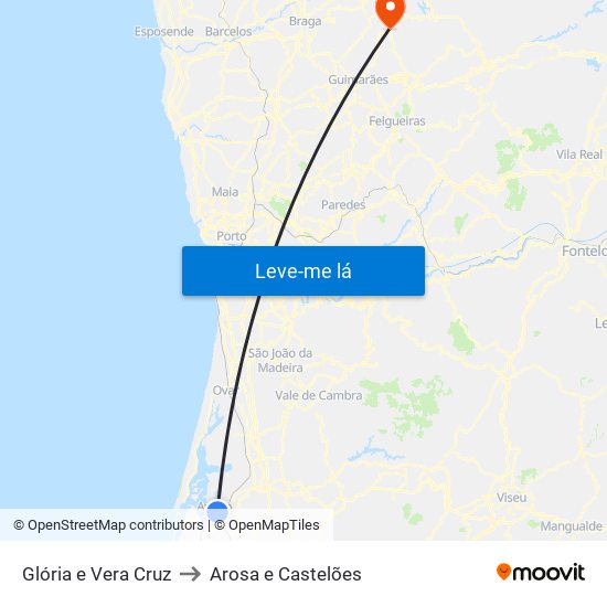Glória e Vera Cruz to Arosa e Castelões map