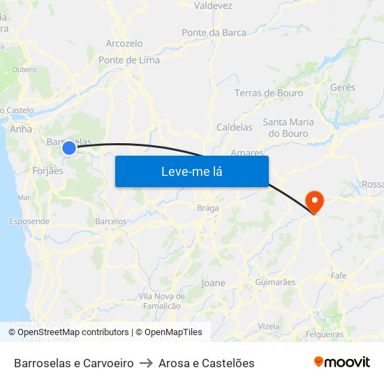 Barroselas e Carvoeiro to Arosa e Castelões map