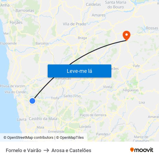 Fornelo e Vairão to Arosa e Castelões map