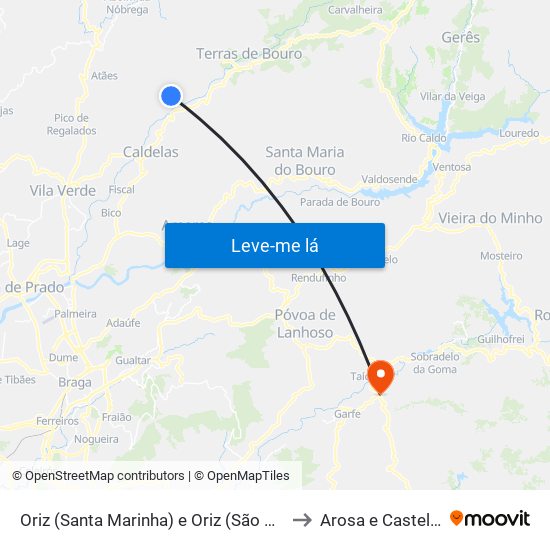 Oriz (Santa Marinha) e Oriz (São Miguel) to Arosa e Castelões map