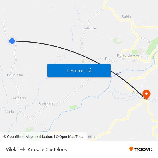 Vilela to Arosa e Castelões map