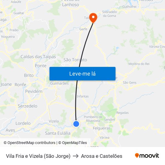 Vila Fria e Vizela (São Jorge) to Arosa e Castelões map
