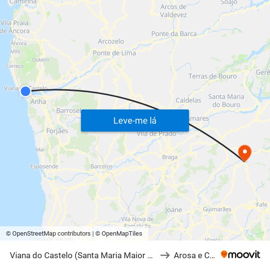 Viana do Castelo (Santa Maria Maior e Monserrate) e Meadela to Arosa e Castelões map