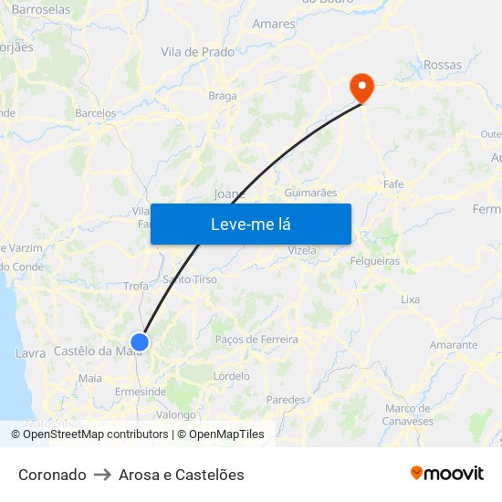 Coronado to Arosa e Castelões map