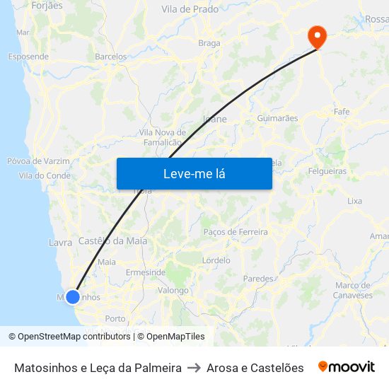 Matosinhos e Leça da Palmeira to Arosa e Castelões map