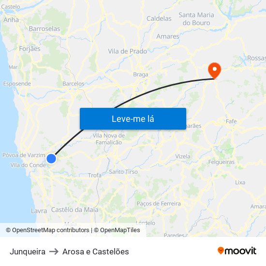 Junqueira to Arosa e Castelões map