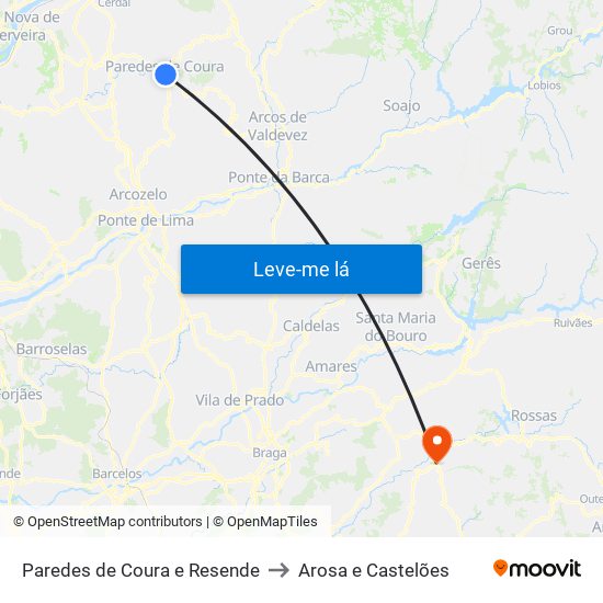 Paredes de Coura e Resende to Arosa e Castelões map