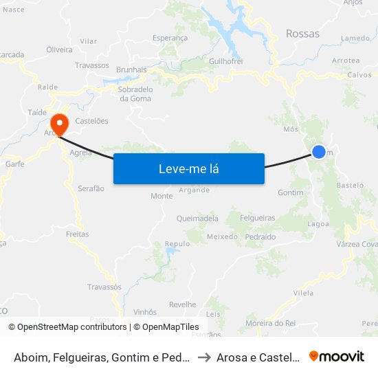 Aboim, Felgueiras, Gontim e Pedraído to Arosa e Castelões map