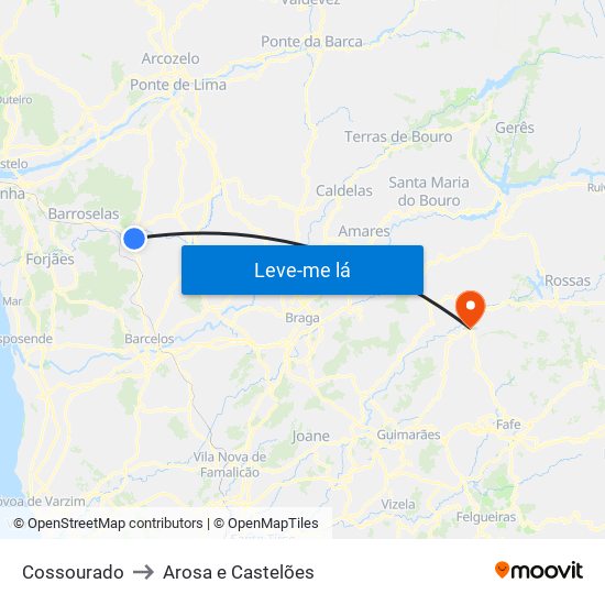 Cossourado to Arosa e Castelões map