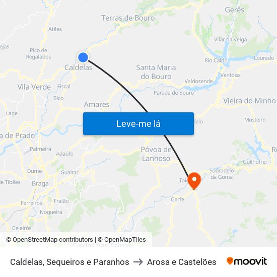 Caldelas, Sequeiros e Paranhos to Arosa e Castelões map