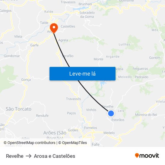 Revelhe to Arosa e Castelões map